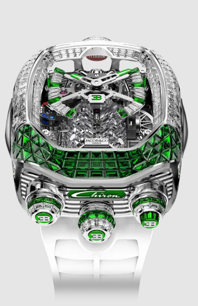 (image for) Jacob & Co bugatti chiron tourbillon baguette WHITE GOLD (DIAMONDS & TSAVORITES) Replica Watch BU800.30.AK.UA.ABRUA